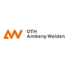 Oranger stilisierter Schriftzug "AW" neben dem Text "OTH Amberg-Weiden" in Grau