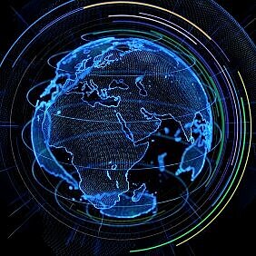 Blauer Globus mit Vernetzungen