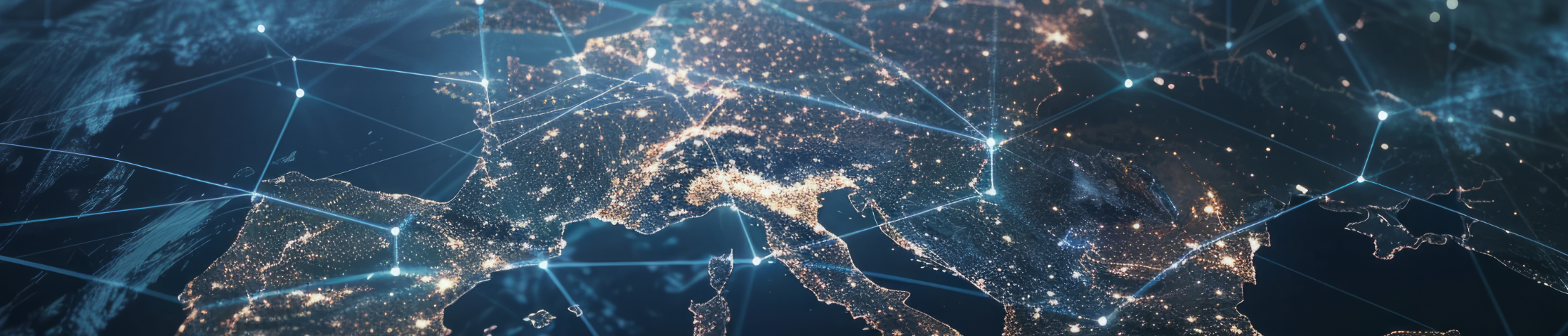 Satellitenbild von Europa mit Vernetzungen