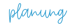 Blauer Schriftzug "planung"