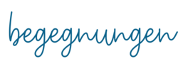 Blauer Schriftzug "begegnungen"