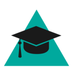 Graduations Hutvor einem türkisfarbenen Dreieck