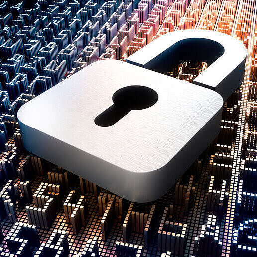 Vorhängeschloß vor digitalem Hintergrund