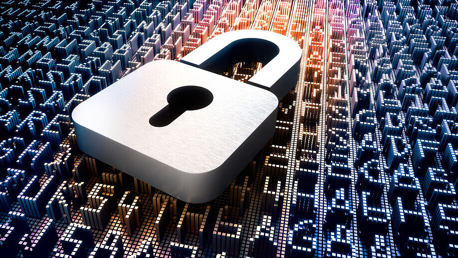 Vorhängeschloß vor digitalem Hintergrund