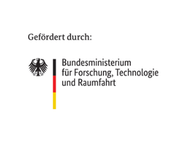 Das Bild zeigt das Logo des Bundesministeriums für Forschung, Technologie und Raumfahrt (BMFT). Es enthält den Schriftzug "Gefördert durch:" oberhalb des Logos, das aus dem Bundesadler, den Farben der deutschen Flagge (schwarz-rot-gold) und dem Namen des Ministeriums besteht.