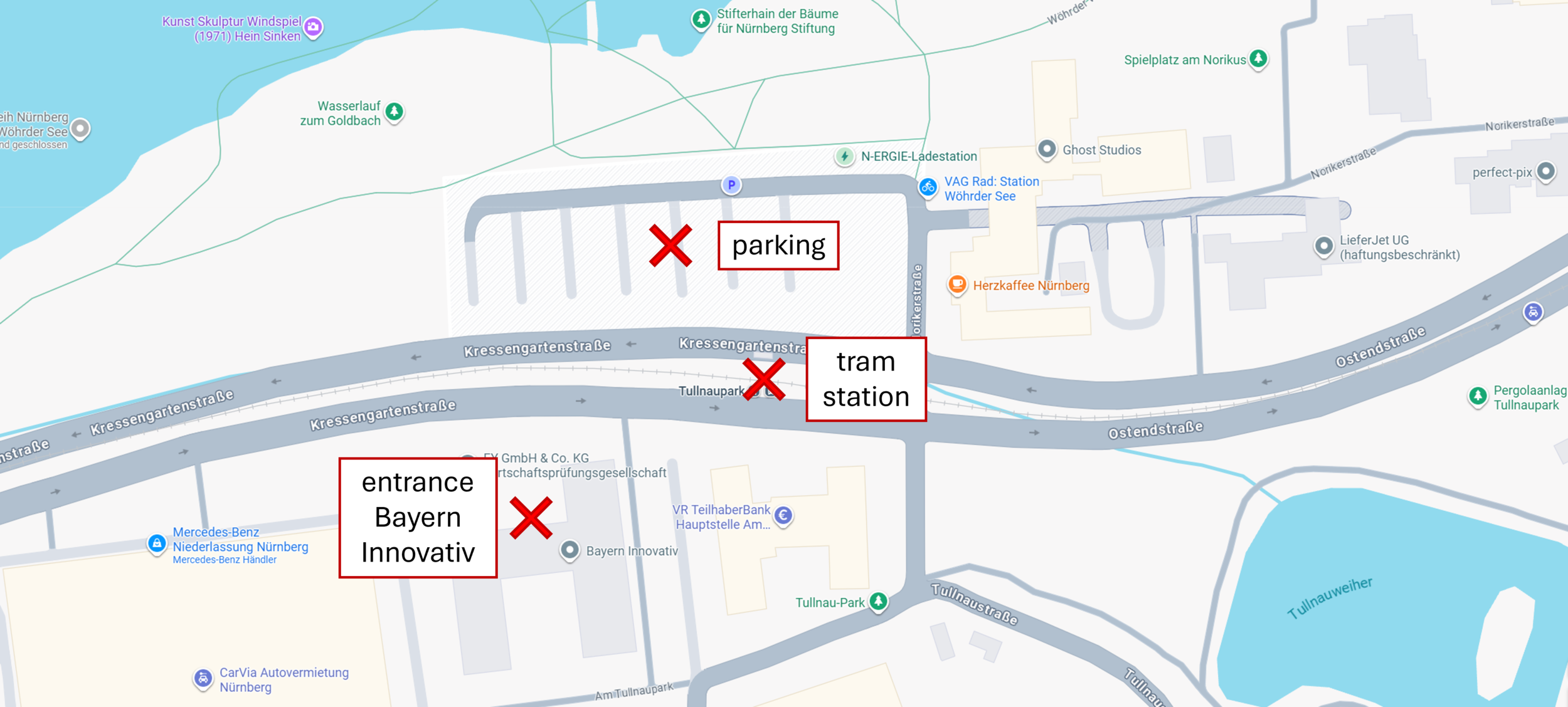 Karte der Umgebung rund um den Veranstaltungsort