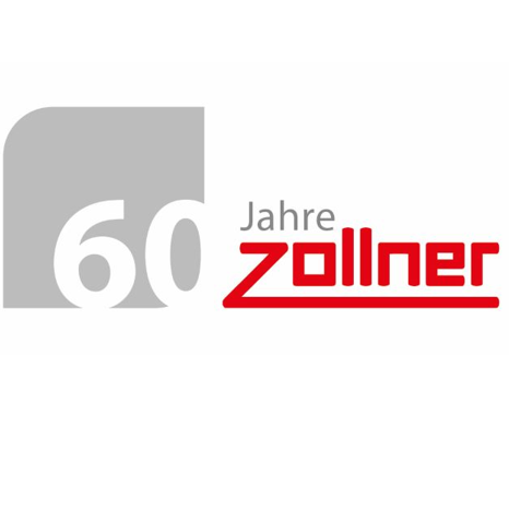 Das Bild zeigt ein Jubiläumslogo mit dem Schriftzug „60 Jahre zollner“. Die Zahl „60“ ist prominent in großer, weißer Schrift auf einem grauen Hintergrund dargestellt. 