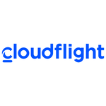 Auf dem Bild ist das Logo von Cloudflight zu sehen. Es ist in Kleinbuchstaben und blauer Schrift.