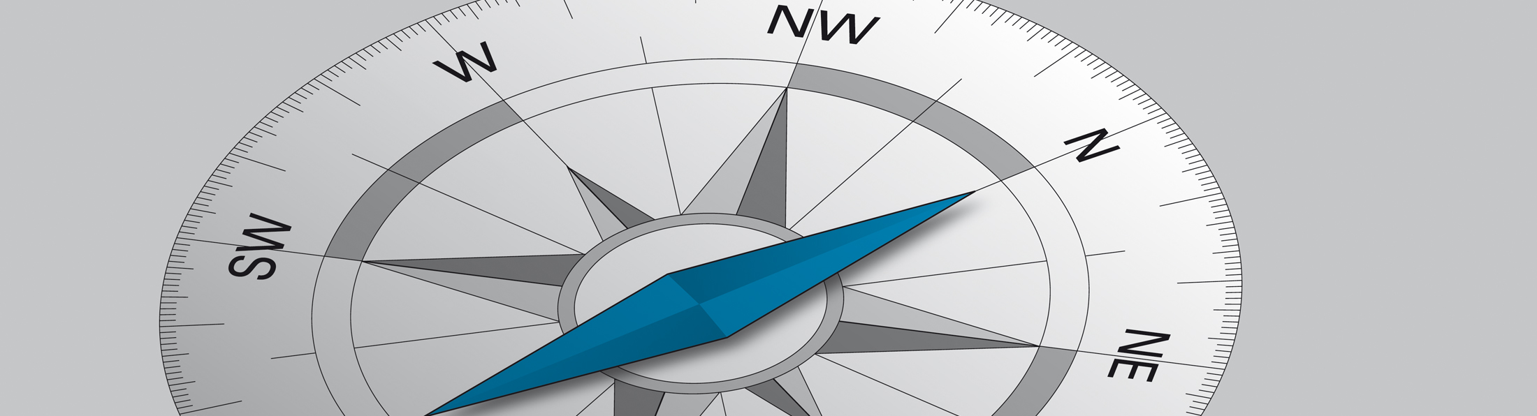 Ein Kompass, dessen Zeiger auf Nord zeigt