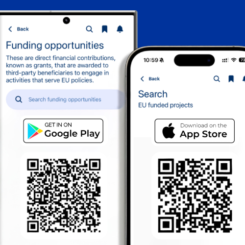 Darstellung der App auf jeweils dem Android App Store und Apple Store