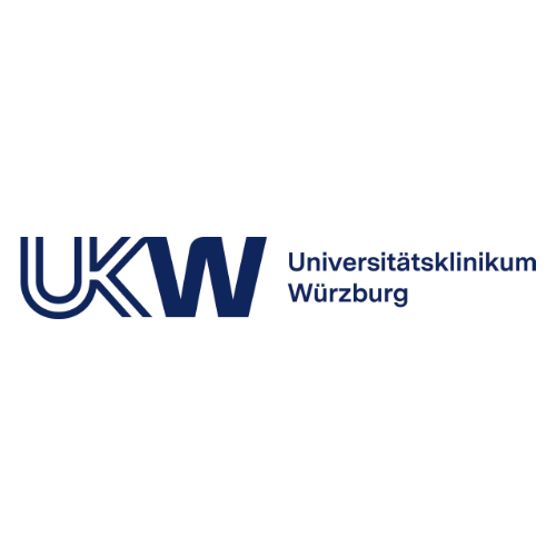 Logo mit den Buchstaben 'UKW' und dem Schriftzug 'Universitätsklinikum Würzburg' in dunkelblauer Schrift