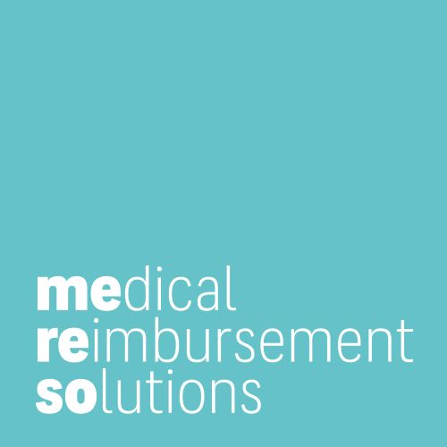 Logo mit den hervorgehobenen Buchstaben 'me', 're' und 'so' in weißer Schrift auf türkisfarbenem Hintergrund und den Wörtern 'medical reimbursement solutions' in weißer Schrift
