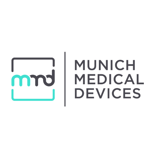 Logo mit den Buchstaben 'mmd' in einer zweifarbigen Umrahmung neben dem Text 'MUNICH MEDICAL DEVICES'
